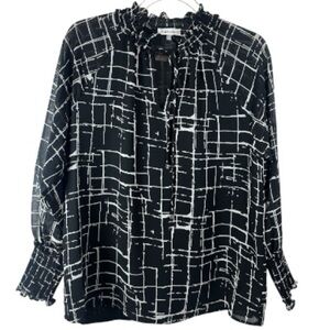 Calvin Klein Women's Printed Chiffon Peasant Blouse- Size Small